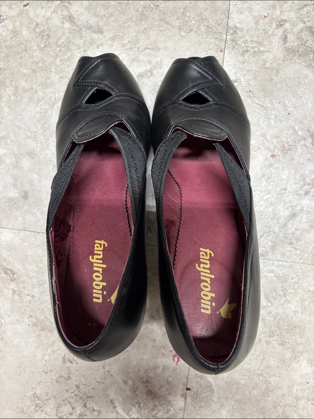 Farylrobin, Black, leather, Women’s Slip-On Comfort heels size 7.5